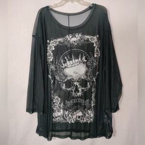 SHEIN Black Sheer Skull Tunic